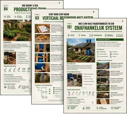 Binnenpagina's van het Overlevingshandboek geopend met praktische projecten